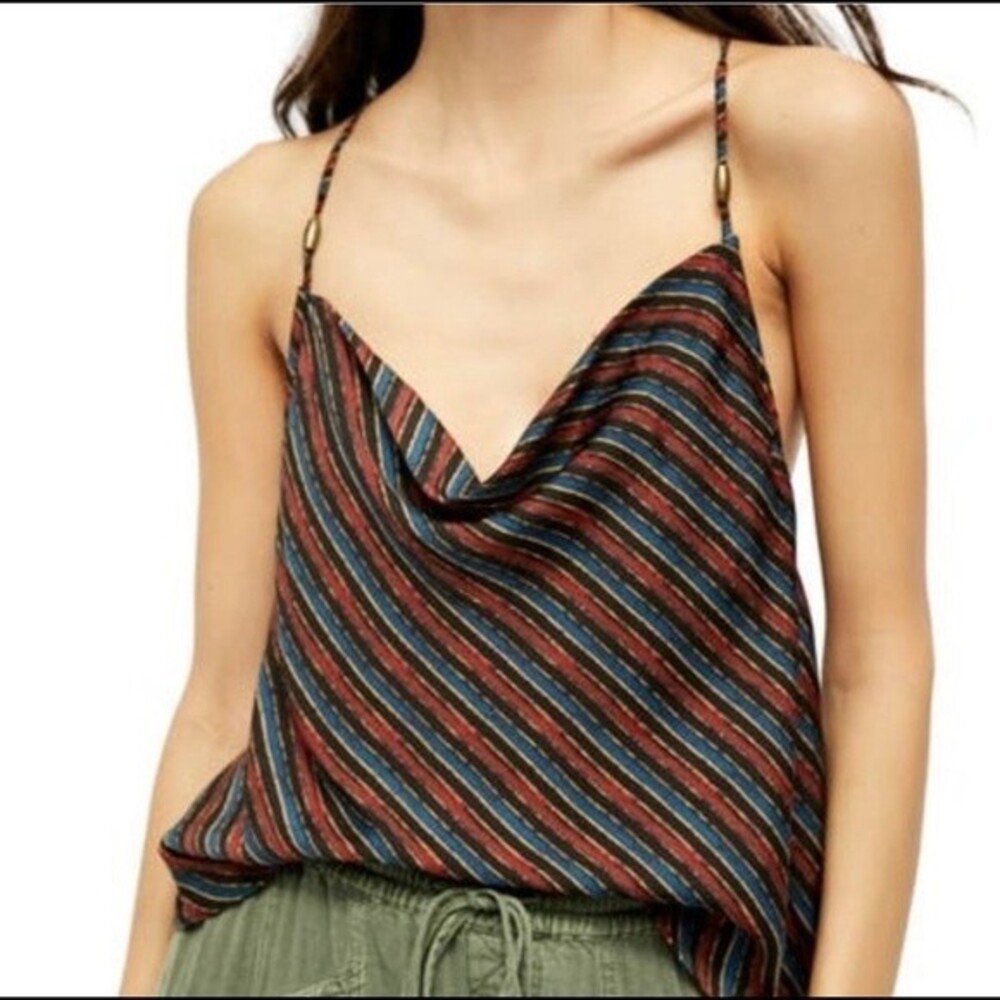 Free People Stevie Striped Cowl Neck Tank Top Size Small